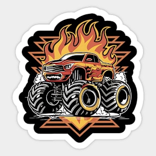 Monster Truck Burning Sticker